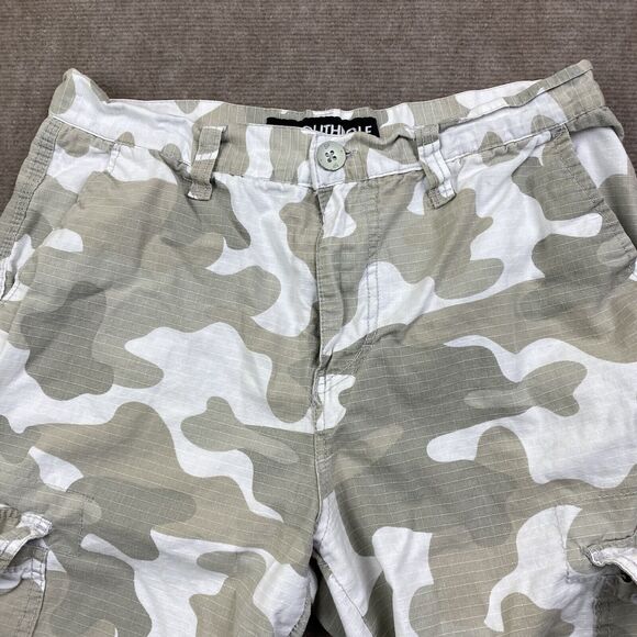 Southpole Camo Cargo Shorts Mens Size 30 Beige Ripstop Pockets Y2K - Picture 5 of 16
